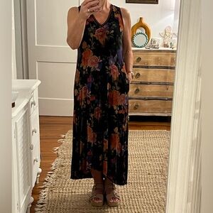 Johnny Was Black Floral Maxi Dress With Pockets!!!